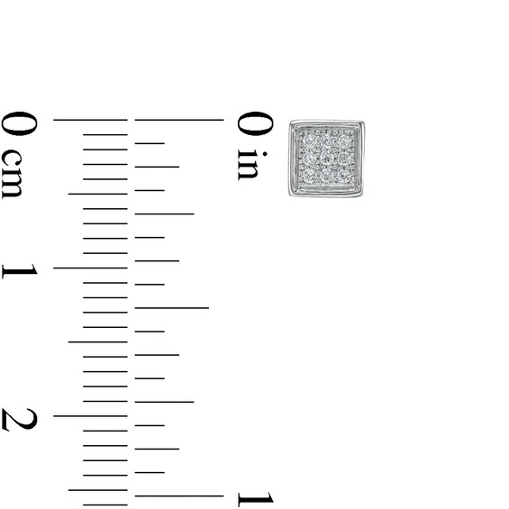Composite Cubic Zirconia Square Stud Earrings in Sterling Silver