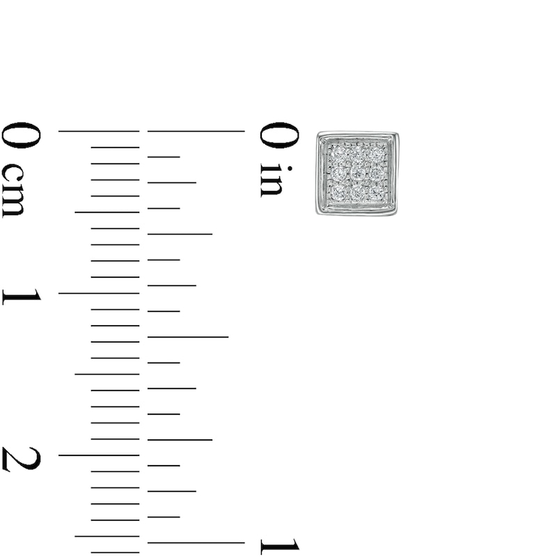Main Image 2 of Composite Cubic Zirconia Square Stud Earrings in Sterling Silver