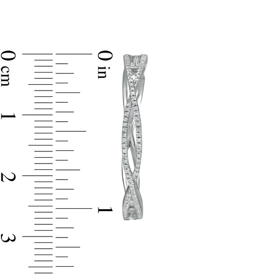 Cubic Zirconia Twist Hoop Earrings in Sterling Silver