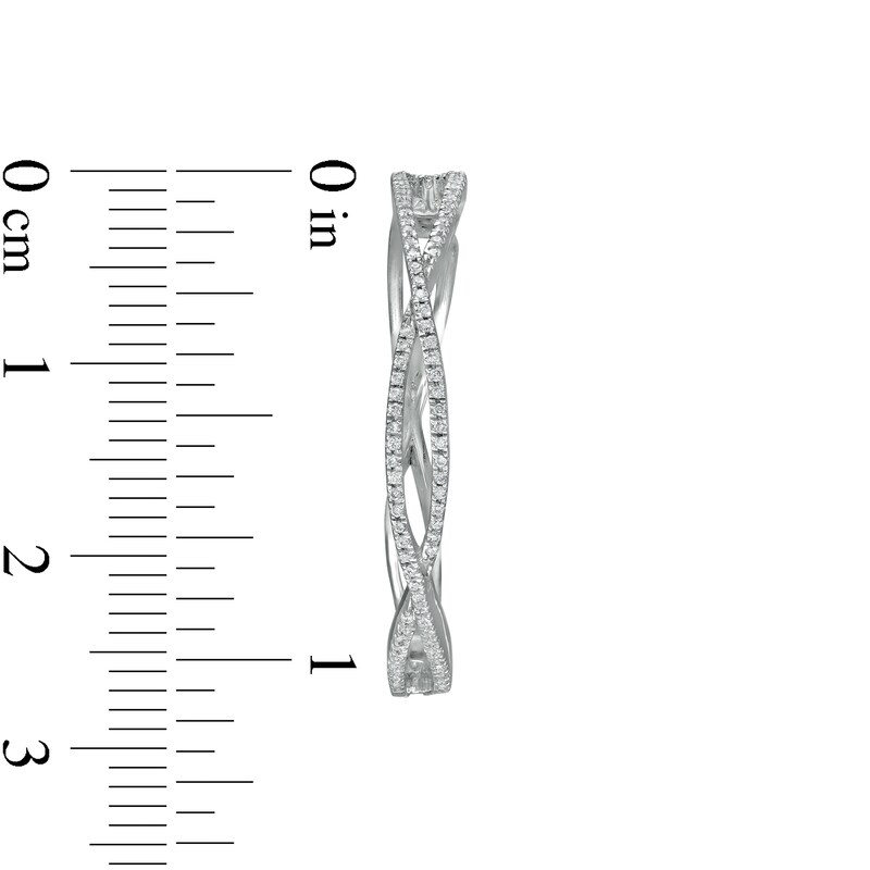 Main Image 2 of Cubic Zirconia Twist Hoop Earrings in Sterling Silver