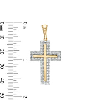 1/2 CT. T.W. Diamond Frame Cross Necklace Charm in 10K Gold