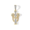 Thumbnail Image 0 of 3/8 CT. T.W. Diamond Cross with Draped Curb Chain Necklace Charm in 10K Gold