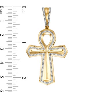 3/8 CT. T.W. Diamond Ankh Necklace Charm in Sterling Silver with 14K Gold Plate