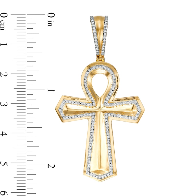Main Image 2 of 3/8 CT. T.W. Diamond Ankh Necklace Charm in Sterling Silver with 14K Gold Plate