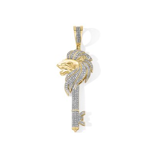 Men's Diamond (5/8 Ct. t.w.) Crown Key Pendant in 10K Yellow Gold - Yellow