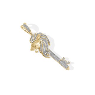 1/2 CT. T.W. Diamond Lion Key Necklace Charm in 10K Gold