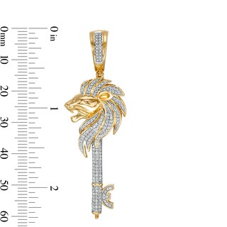 1/2 CT. T.W. Diamond Lion Key Necklace Charm in 10K Gold