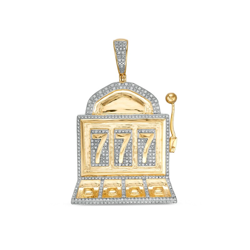 10K Gold 1/4 CT. T.W. Diamond Slot Machine Necklace Charm
