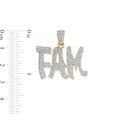 1/5 CT. T.W. Diamond "FAM" Necklace Charm in Sterling Silver with 14K Gold Plate