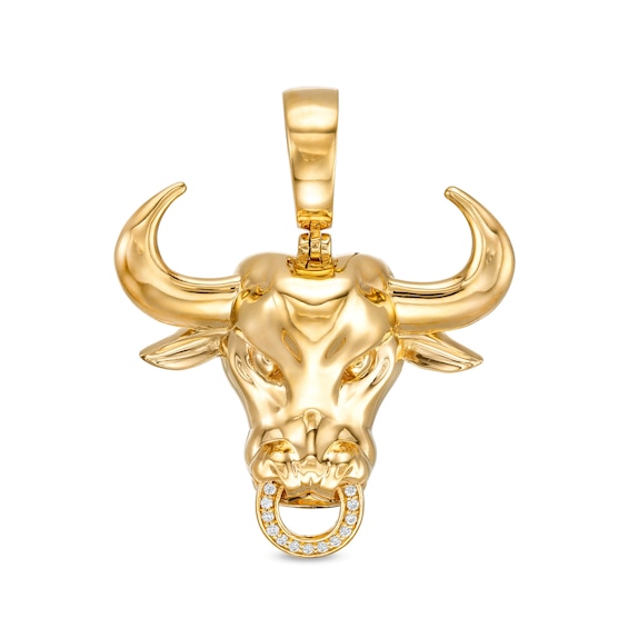 1/20 CT. T.W. Diamond Bull Head Necklace Charm in Sterling Silver with 14K Gold Plate
