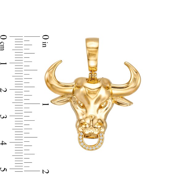 1/20 CT. T.W. Diamond Bull Head Necklace Charm in Sterling Silver with 14K Gold Plate