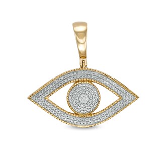 1/15 CT. T.W. Diamond Evil Eye Necklace Charm in Sterling Silver with 14K Gold Plate