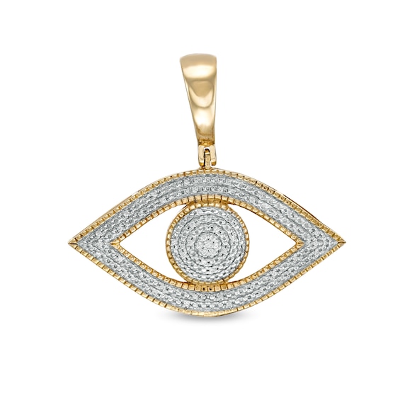 1/15 CT. T.W. Diamond Evil Eye Necklace Charm in Sterling Silver with 14K Gold Plate