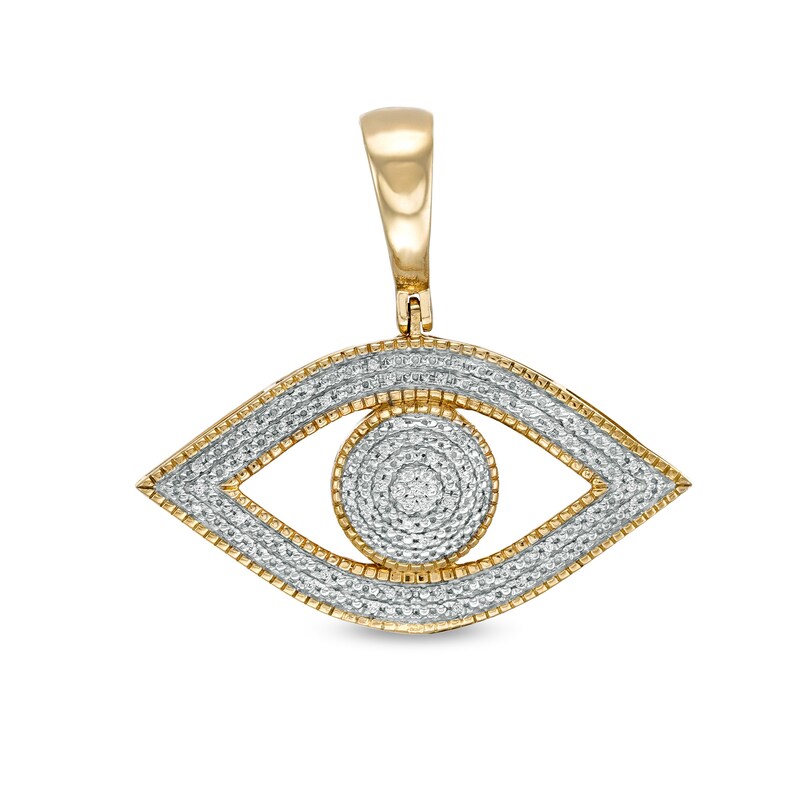 1/15 CT. T.W. Diamond Evil Eye Necklace Charm in Sterling Silver with 14K Gold Plate