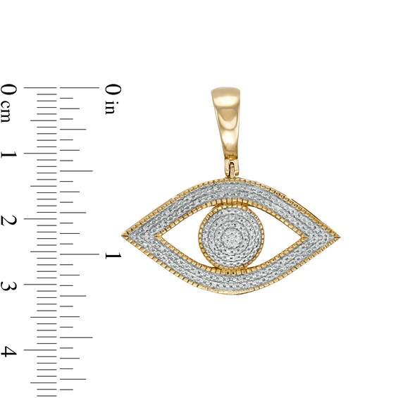 1/15 CT. T.W. Diamond Evil Eye Necklace Charm in Sterling Silver with 14K Gold Plate