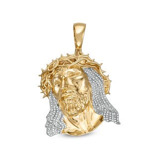 1/5 CT. T.W. Diamond Jesus Head Necklace Charm in Sterling Silver with 14K Gold Plate