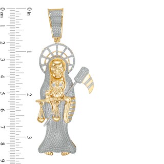 1/15 CT. T.W. Diamond Santa Muerte Necklace Charm in Sterling Silver with 14K Gold Plate