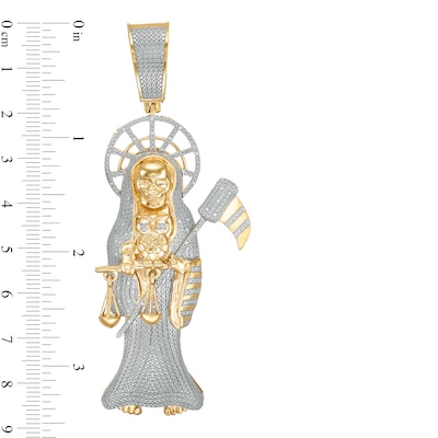 1/15 CT. T.W. Diamond Santa Muerte Necklace Charm in Sterling Silver with 14K Gold Plate