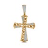 Thumbnail Image 1 of 1/3 CT. T.W. Diamond Diagonal Chain Split Cross Necklace Charm in Sterling Silver with 14K Gold Plate