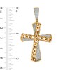 Thumbnail Image 2 of 1/3 CT. T.W. Diamond Diagonal Chain Split Cross Necklace Charm in Sterling Silver with 14K Gold Plate