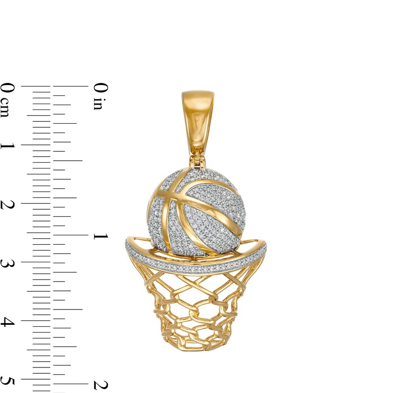 Main Image 2 of 1/2 CT. T.W. Diamond Basketball with Hoop Necklace Charm in Sterling Silver with 14K Gold Plate