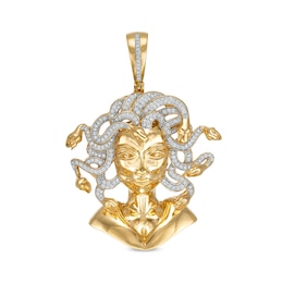 1/2 CT. T.W. Diamond Medusa Necklace Charm in Sterling Silver with 14K Gold Plate