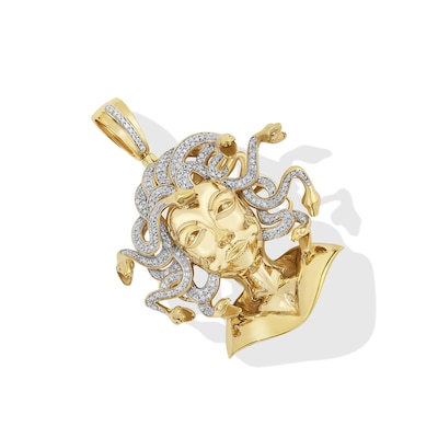 1/2 CT. T.W. Diamond Medusa Necklace Charm in Sterling Silver with 14K Gold Plate