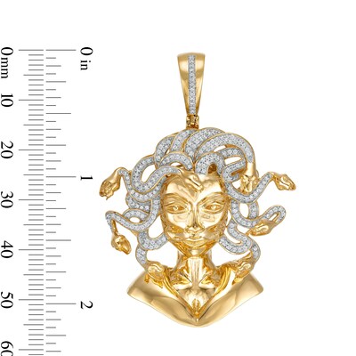 1/2 CT. T.W. Diamond Medusa Necklace Charm in Sterling Silver with 14K Gold Plate