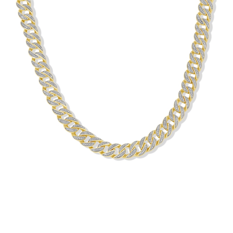 1 Ct. T.W. Diamond Cuban Link Chain Necklace in Sterling Silver with 14K Gold Plate – 22