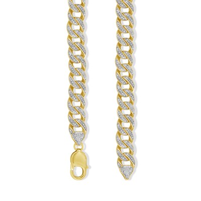 1 CT. T.W. Diamond Cuban Link Chain Necklace in Sterling Silver with 14K Gold Plate – 22"