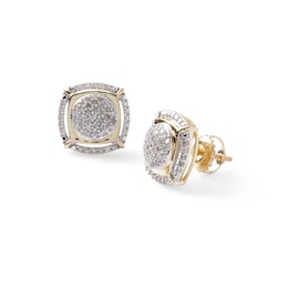 1/3 CT. T.W. Composite Cushion-Shaped Diamond Frame Stud Earrings in 10K Gold