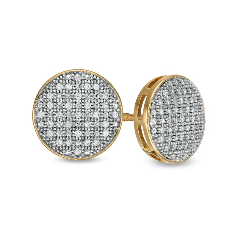 Main Image 1 of 1/6 CT. T.W. Composite Diamond Circle Stud Earrings in 10K Gold