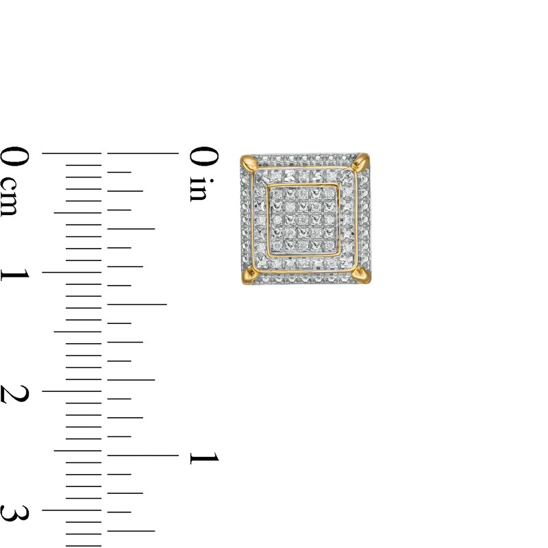 1/6 CT. T.W. Composite Diamond Double Frame Stud Earrings in 10K Gold