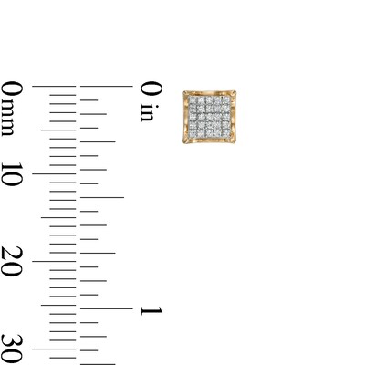 1/6 CT. T.W. Composite Diamond Square Stud Earrings in 10K Gold