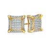 Thumbnail Image 1 of 1/3 CT. T.W. Composite Diamond Frame Concave Square Stud Earrings in 10K Gold