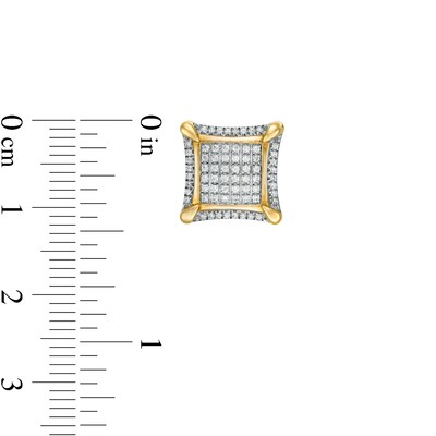 1/3 CT. T.W. Composite Diamond Frame Concave Square Stud Earrings in 10K Gold