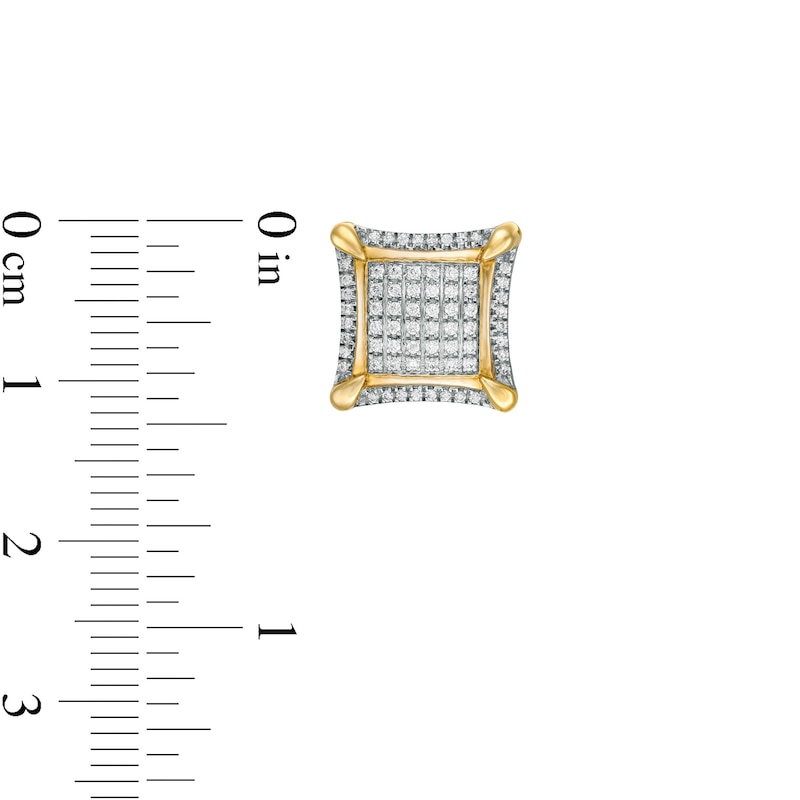 Main Image 2 of 1/3 CT. T.W. Composite Diamond Frame Concave Square Stud Earrings in 10K Gold