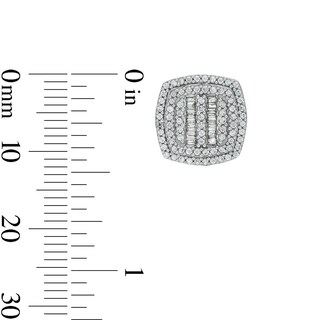 10K Solid Gold 3/4 CT. T.W. Diamond Cushion Frame Studs