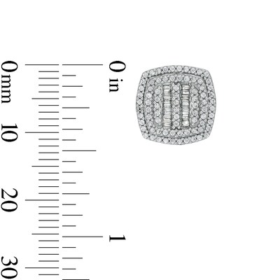 10K Solid Gold 3/4 CT. T.W. Diamond Cushion Frame Studs