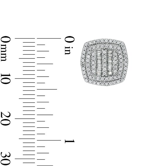 10K Solid Gold 3/4 CT. T.W. Diamond Cushion Frame Studs