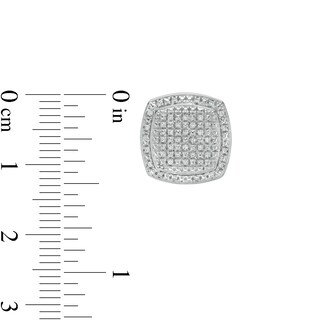 1/4 CT. T.W. Composite Diamond Cushion-Shaped Frame Stud Earrings in Sterling Silver