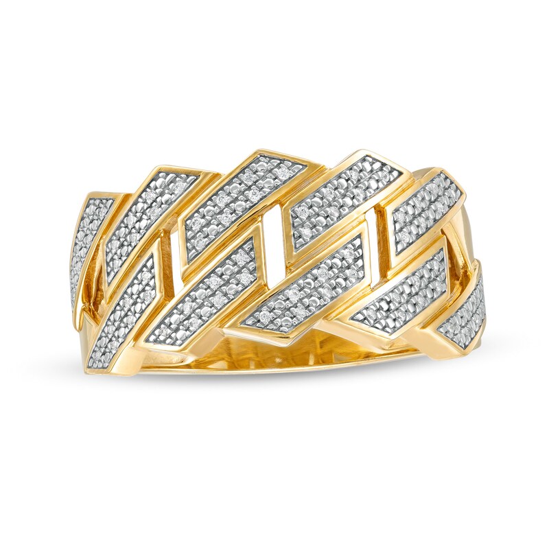 1/10 CT. T.W. Diamond Chain Link Ring in 10K Gold