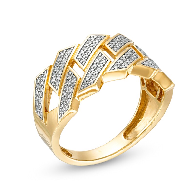 1/10 CT. T.W. Diamond Chain Link Ring in 10K Gold