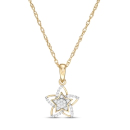 1/10 CT. T.W. Diamond Floral-Style Star Pendant in 10K Gold