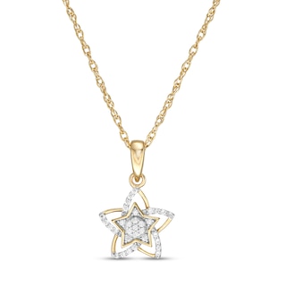 10K Gold 1/10 CT. T.W. Diamond Star Pendant - 17"