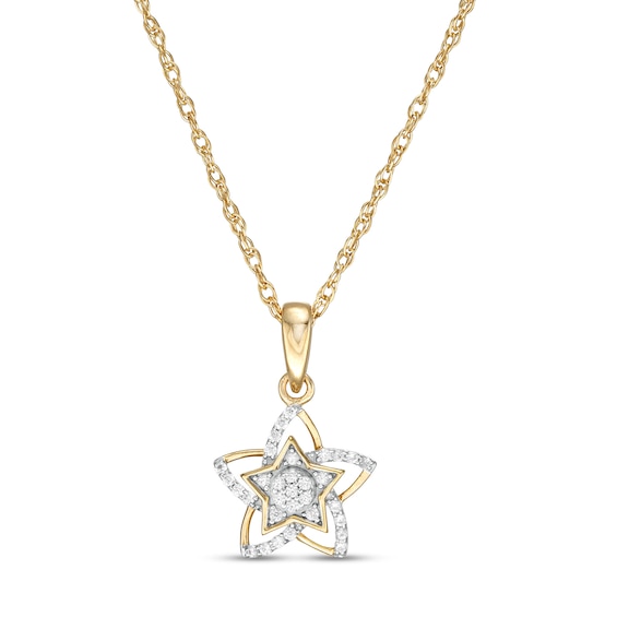 10K Gold 1/10 CT. T.W. Diamond Star Pendant - 17"