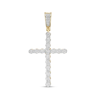 10K Gold 1/5 CT. T.W. Diamond Cross Necklace Charm