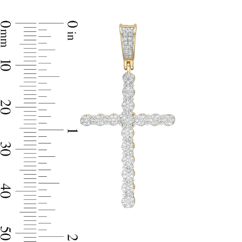 Main Image 4 of 10K Gold 1/5 CT. T.W. Diamond Cross Necklace Charm
