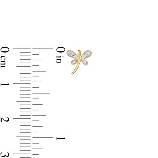 1/20 CT. T.W. Diamond Dragonfly Stud Earrings in 10K Gold