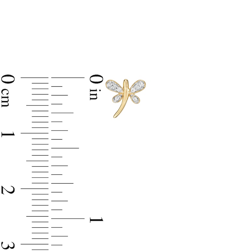Main Image 2 of 1/20 CT. T.W. Diamond Dragonfly Stud Earrings in 10K Gold